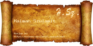 Haiman Szulamit névjegykártya